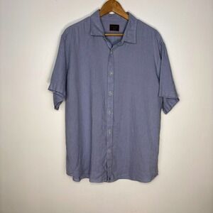 UNTUCKit Mens XXLarge Light Blue Striped 100% Linen Short Sleeve Button Up Shirt